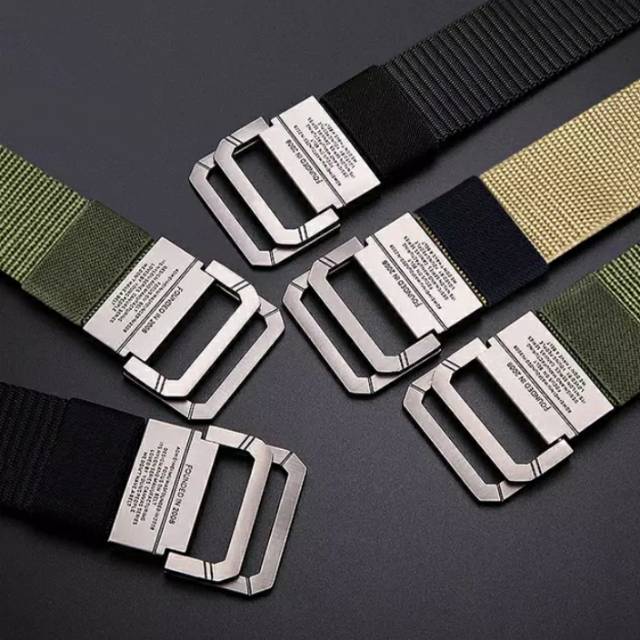 IKAT PINGGANG SABUK GESPER TACTICAL KANVAS METAL DOUBLE BUCKLE