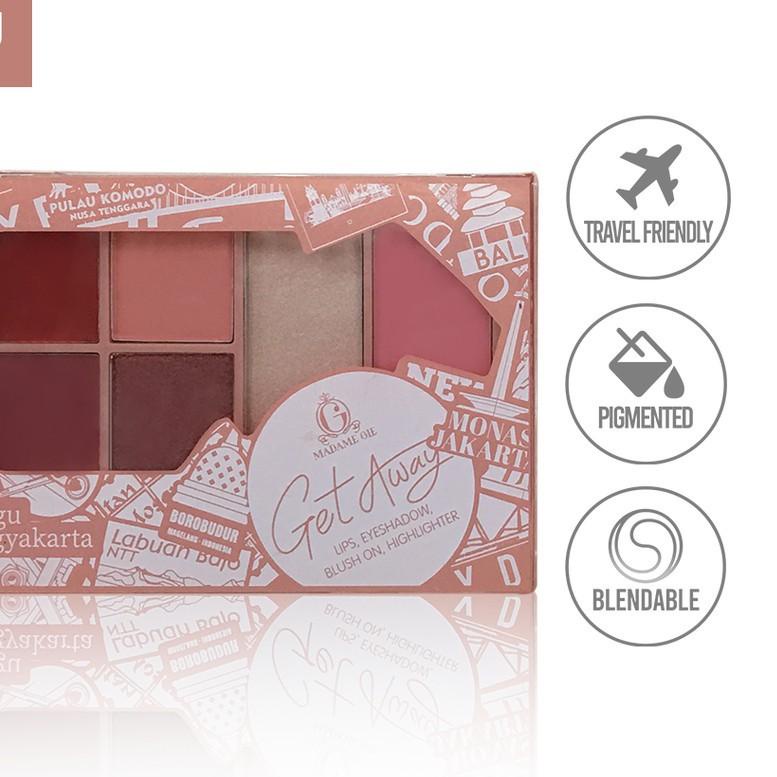 ☝ Madame Gie Get away Make Up Kit - MakeUp Face Pallete - palet wajah lengkap madame gie ♀