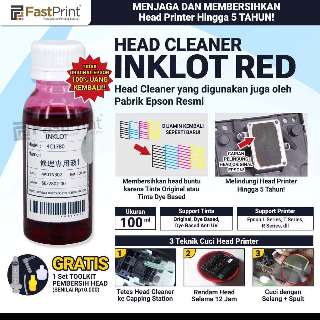 Jual Head Cleaner Original Epson Inklot Red Cairan Pembersih Pelumas