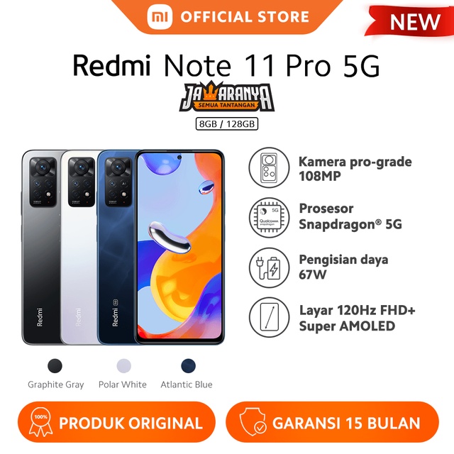 Jual Xiaomi Redmi Note 11 Pro 5G (8GB+128GB) SnapdragonÂ® 695 108MP AI