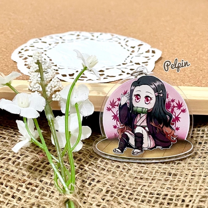 Gantungan kunci anime kimetsu no yaiba demon slayer nezuko tanjirou zenitsu keychains anime