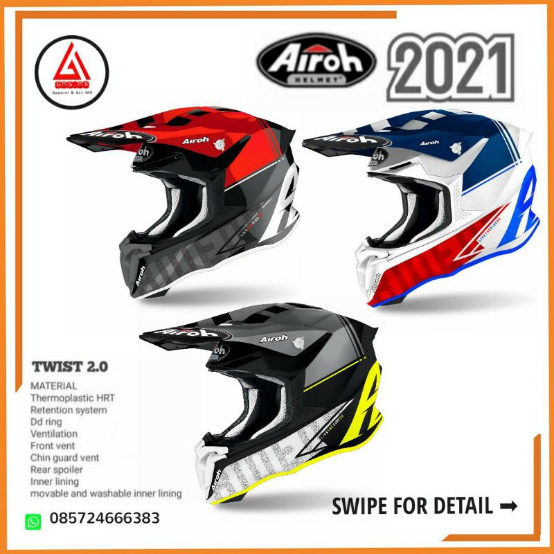 AIROH TWIST 2.0 TECH 2021, HELM CROSS AIROH TWIST, HELM TRAIL AIROH