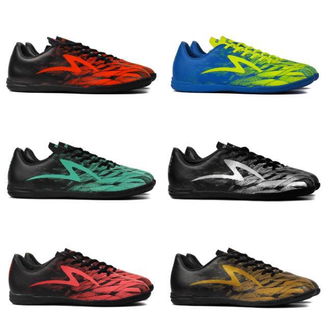 Sepatu Futsal Specs Victory 19 IN Black Silver Gold Fiery Coral Mantis Original
