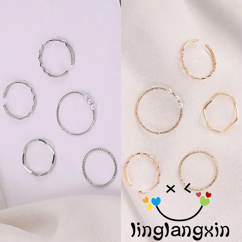 Llx-set Cincin Terbuka Desain Geometri Gaya Minimalis Untuk Wanita