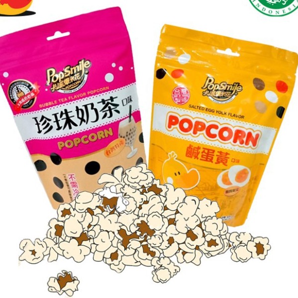 Pop Smile PopCorn Rasa Bubble Tea / Salted Egg Yolk 80gr Pop Corn Telur Asin Salt Egg