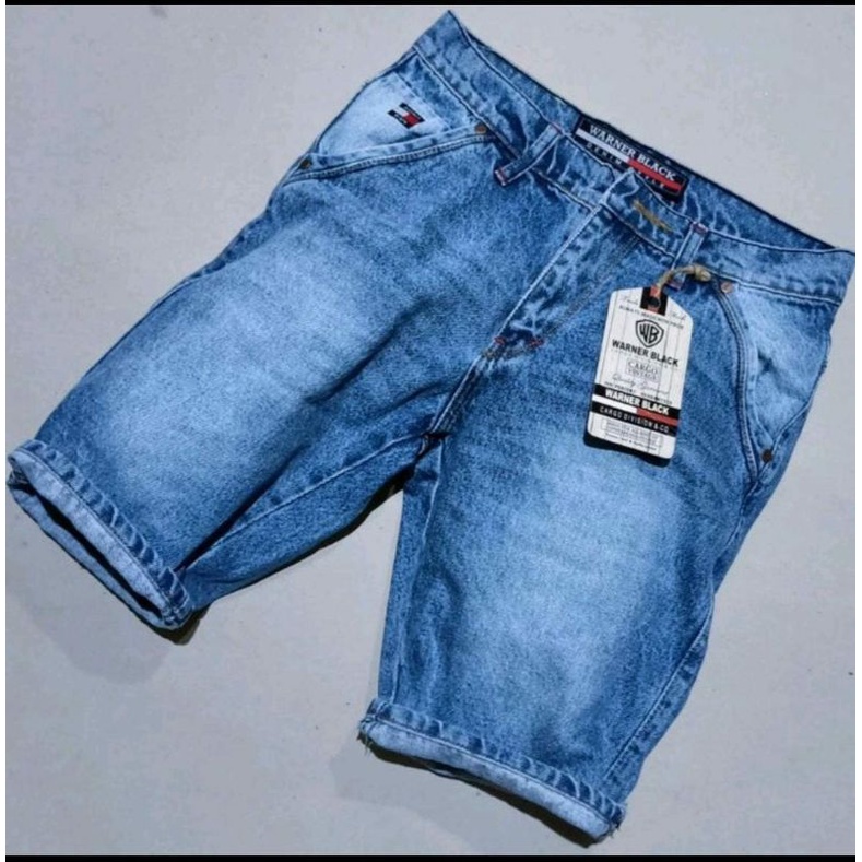 Celana Jeans Pendek GRASSOPER  POLOS PREMIUM Pria Wisker Jeans Pendek Ripped Polos Pria Premium