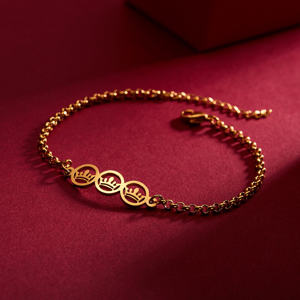 Gelang Tangan Rantai Stainless Steel Aksen Simpul Pita ECG Hollow Untuk Wanita