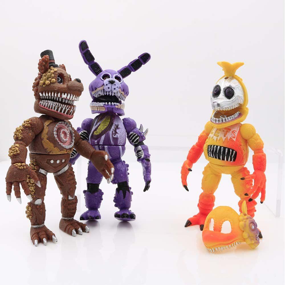 Mxbeauty Lima Malam Di Freddy's FNAF Nightmare PVC Figure Mainan Chica Anime Peripheral Rabbit Freddy Bear Model Kolekte