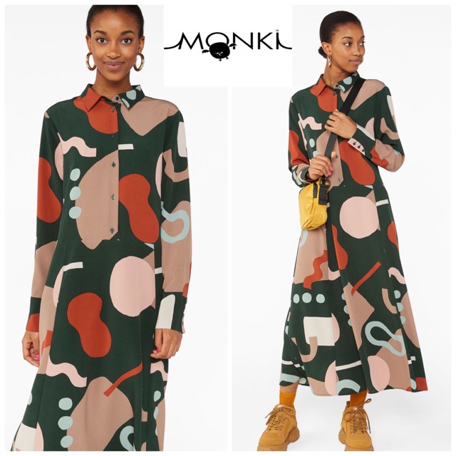 MONKI MAXI SHIRT DRESS - ABSTRACT SHAPES