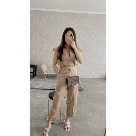 Rose One Set VOL2 (Top+Pants) / Baju Setelan Atasan Bawahan Wanita-Mocca (VOL2)