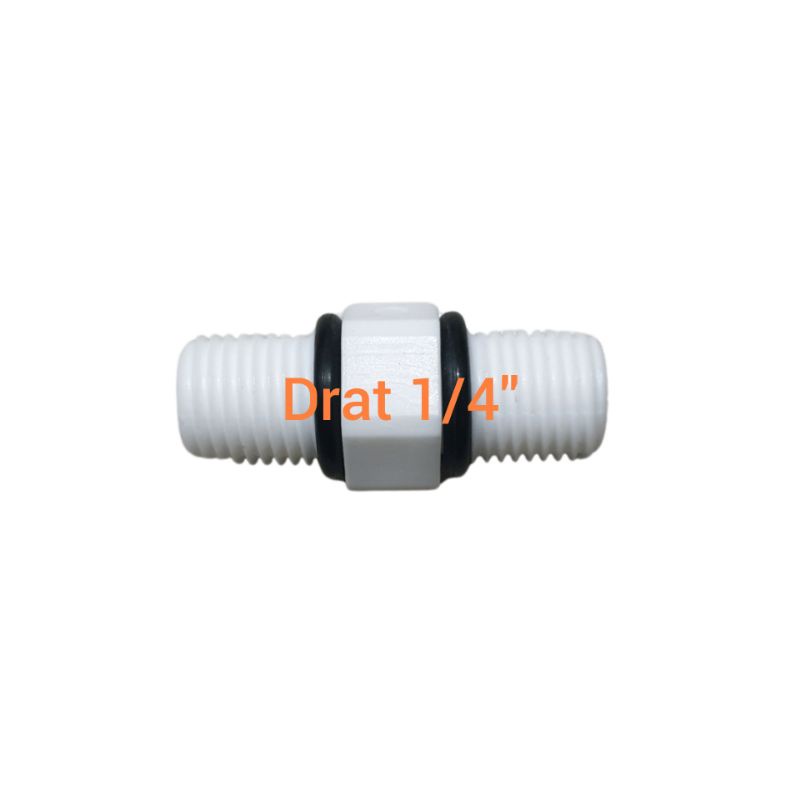 Fitting RO Drat Luar 1/4&quot; / Fitting RO Double Nepel Drat 1/4 - 1/4