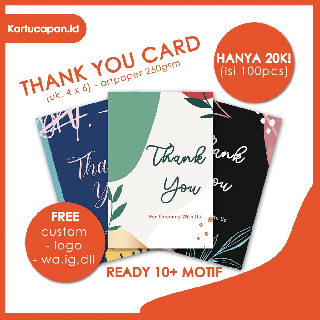 

(100PCS) Thanks Card / Thank You Card / Kartu Terimakasih Olshop / Kartu Ucapan Terimakasih