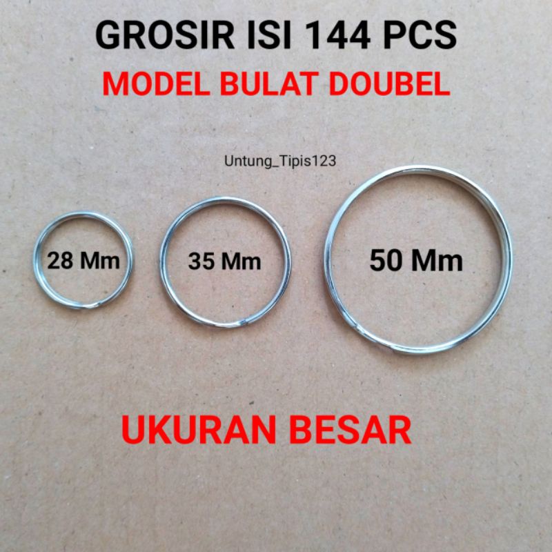 Ring Ganci bulat Ring gantungan kunci double isi 144 Pcs ukuran besar Nikel