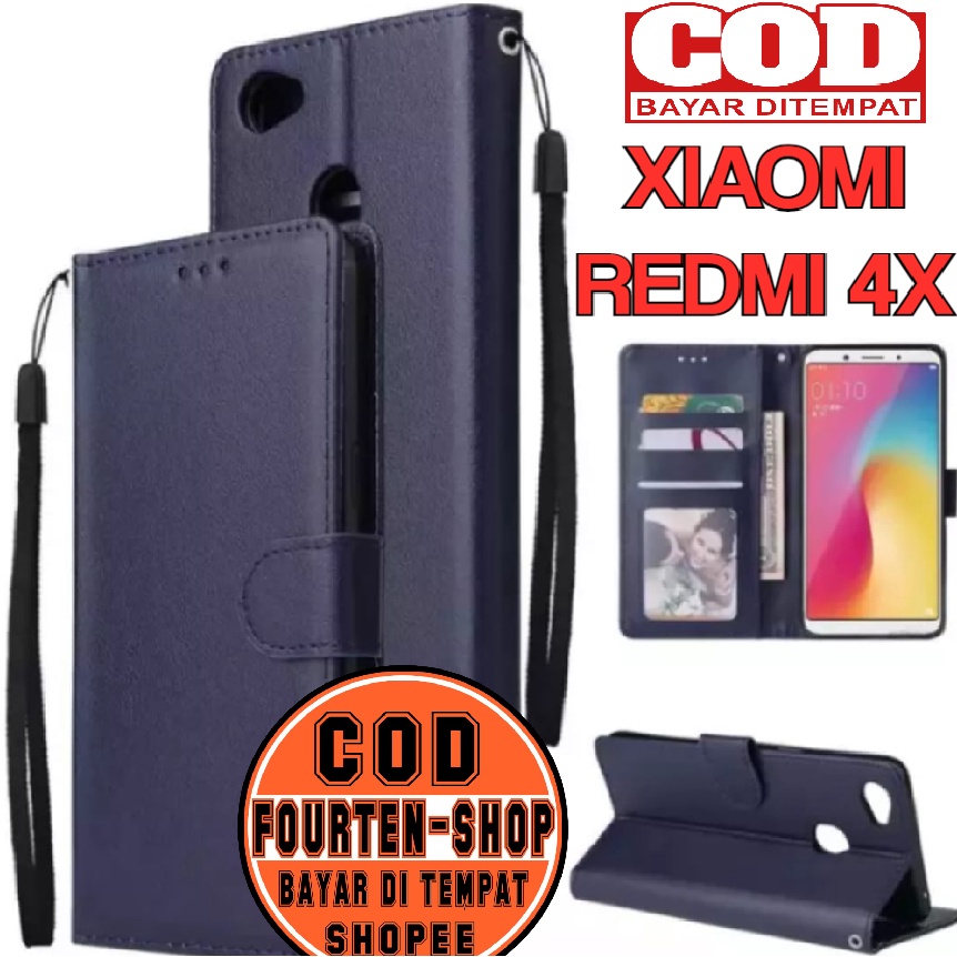 CASE FLIP CASE KULIT XIAOMI REDMI 4X - CASING DOMPET-FLIP COVER LEATHER-SARUNG HP