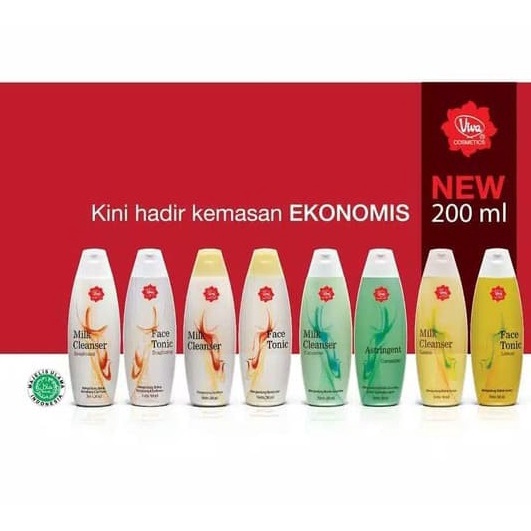 Viva Milk Cleanser-Face Tonic-Air Mawar 200 ML Pembersih dan penyegar toner ( Ukuran Besar ) (VH)