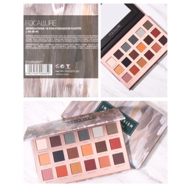 Focallure 18 Color IMPRESSIONISM Eyeshadow Palette Highly Pigmented Matte Shades