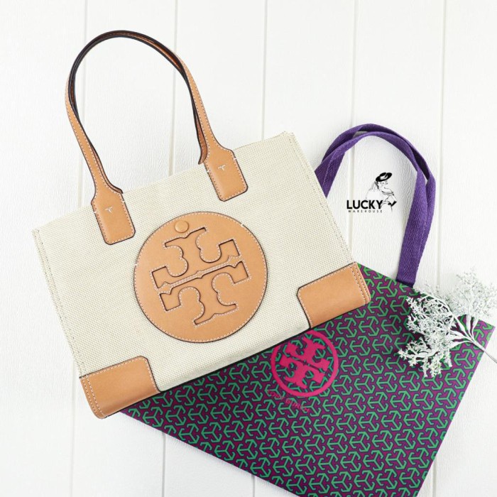 Terlaris Tory Burch Mini Ella Canvas Tote - ORIGINAL 100%