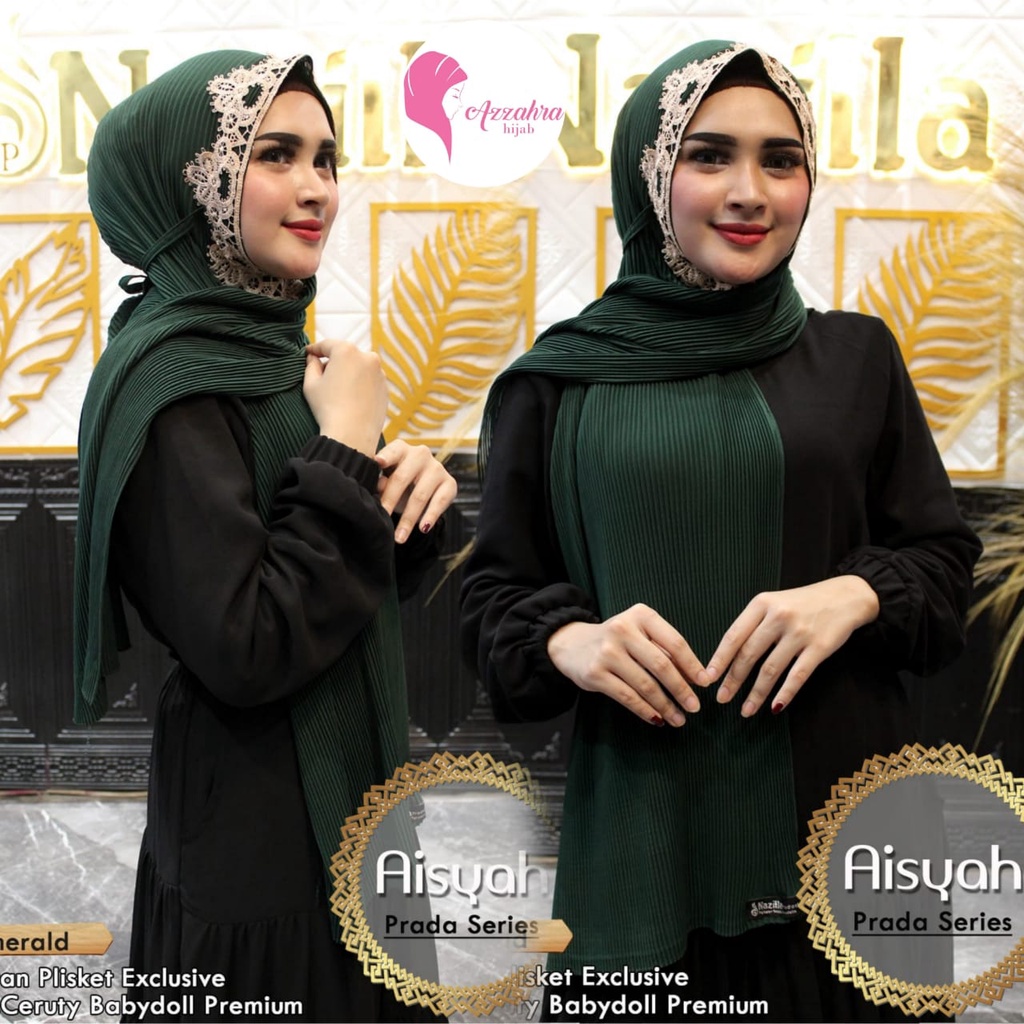 Hijab Instan Renda Plisket Ceruty Babydoll Premium Aisyah Prada