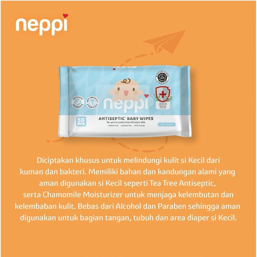 Neppi Baby Antiseptic Wipes Tissue Basah Bayi Tisu Antiseptik