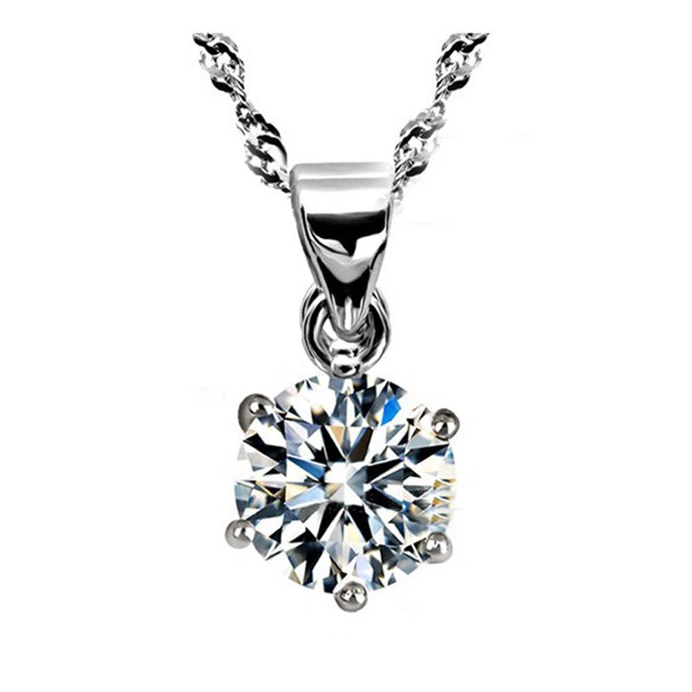 Fancyqube 925 perak enam cakar berlian imitasi satu liontin kalung putih