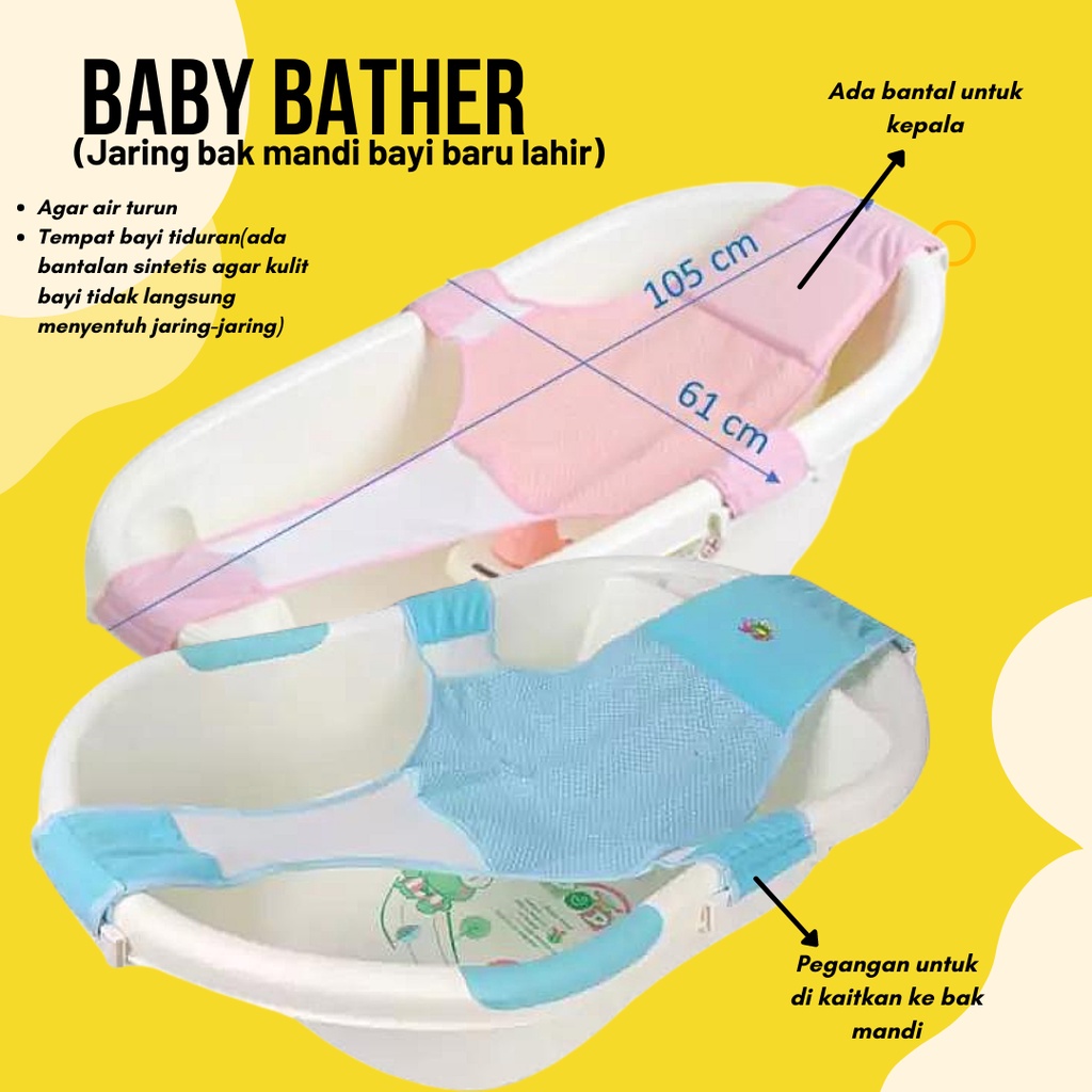 Baby Bather Jaring Bak Mandi Bayi Baru lahir Agar Tidak Terjatuh Tempat Mandi Bayi Baru Lahir Jaring