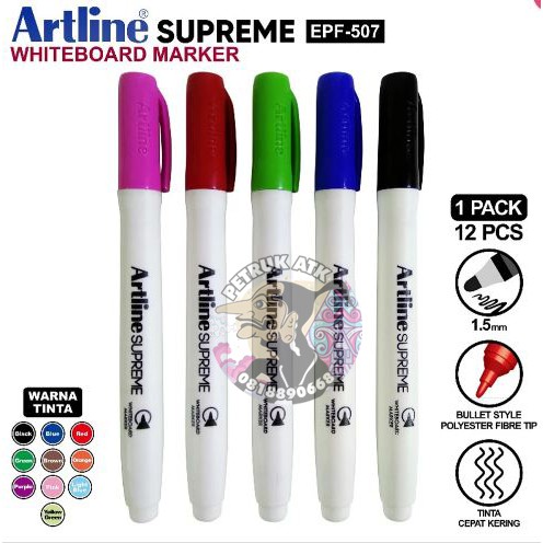 

[PCS] SPIDOL WHITEBOARD MARKER ARTLINE EPF-507 (TERSEDIA 8 WARNA)*
