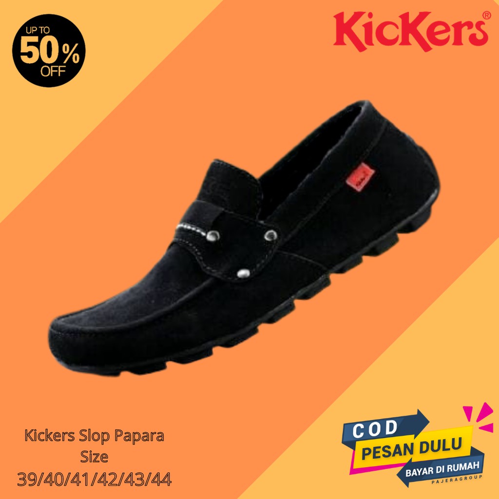 PROMO Sepatu Slip On Pria Kickers PAPARA Hitam Slop Cowok Casual Santai Kerja moccasin Suede