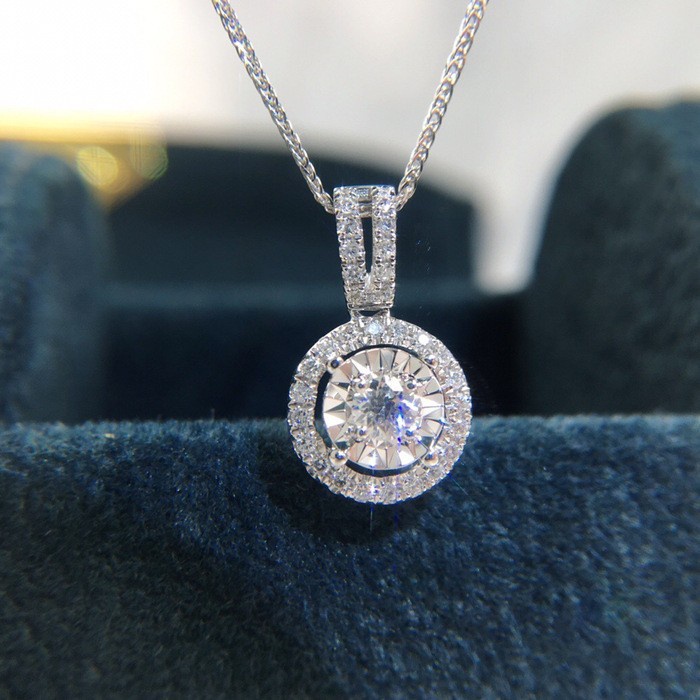 Kalung 925 Silver Cubic Zirconia Dengan Liontin Berlian Untuk Wanita