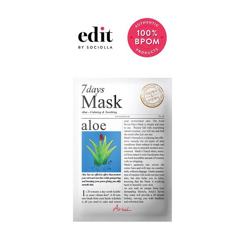 

Ariul 7days Mask - Aloe - size: 20 gr - Edit by Sociolla