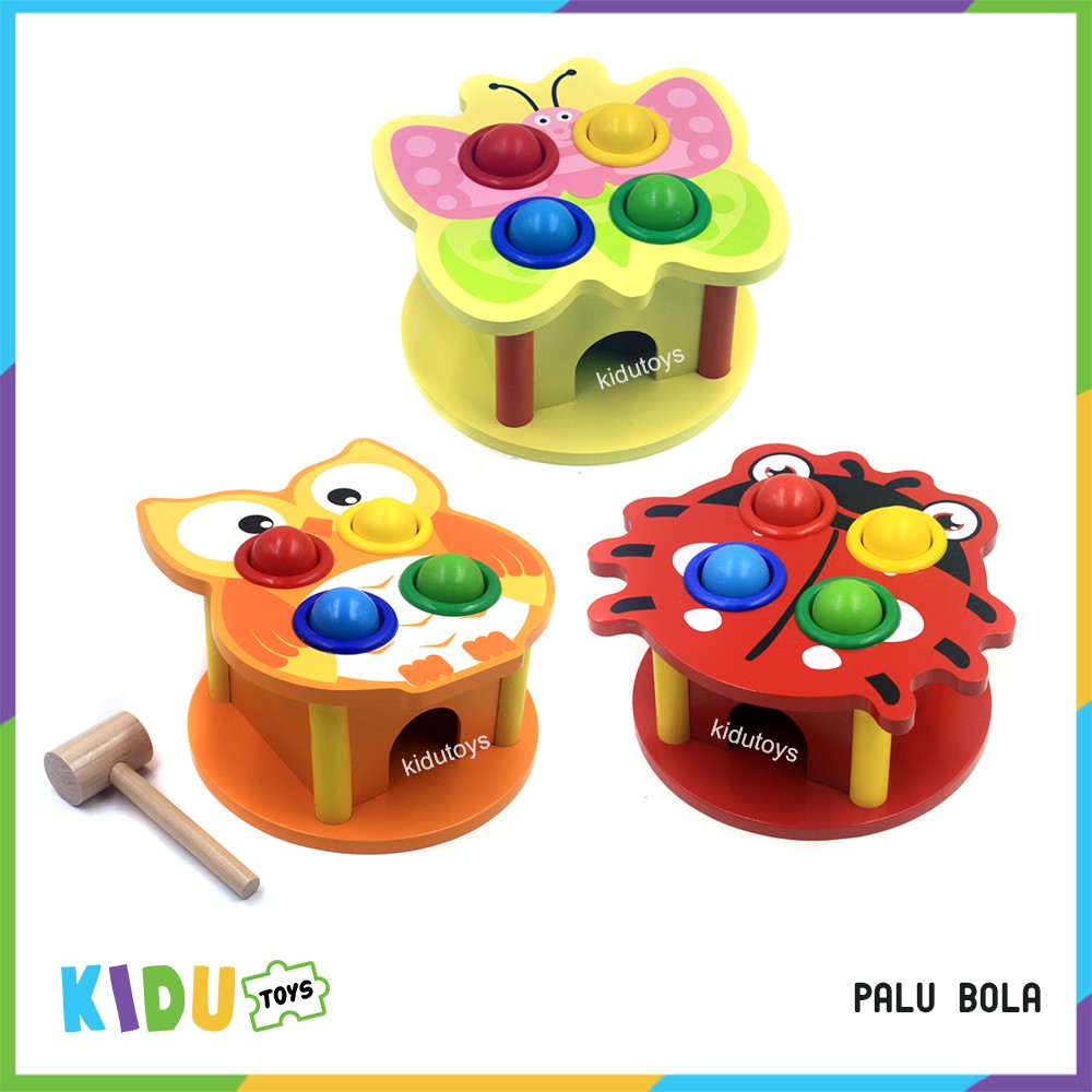 Mainan Montessori Mainan Motorik Wooden Toys Palu Bola Motorik Anak Gambar Hewan Kidu Toys