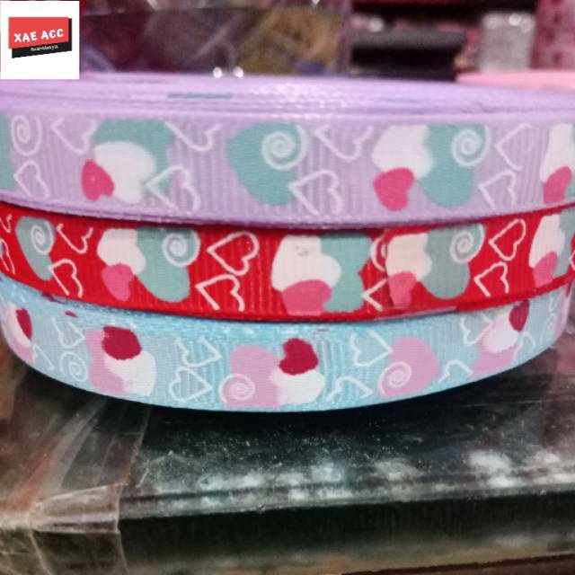 

PITA GROSSGRAIN ROLL MURAH Pita motif love gandeng PITA METERAN 25 yard SURABAYA