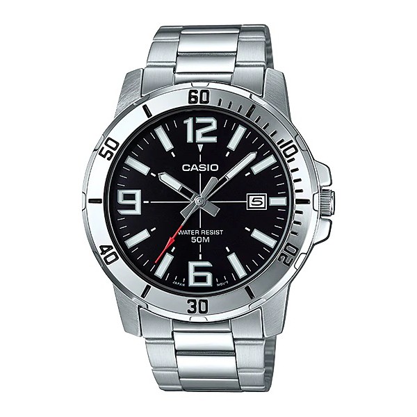 Casio Original MTP-VD01D-1B 2E / MTP-VD01D-1E 1E2 7B Jam Tangan Pria Analog Rantai Stainless Silver