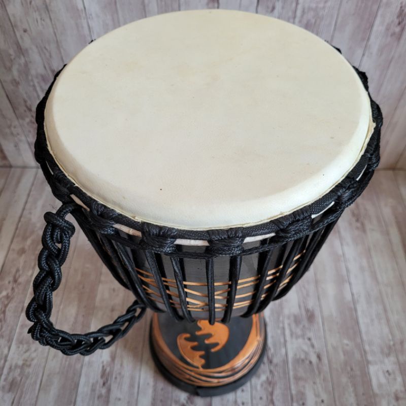 Alat Musik Kendang Gendang Jimbe Tinggi 50cm Kulit Mika 10 Inch Jumbo Motif Ukir Original