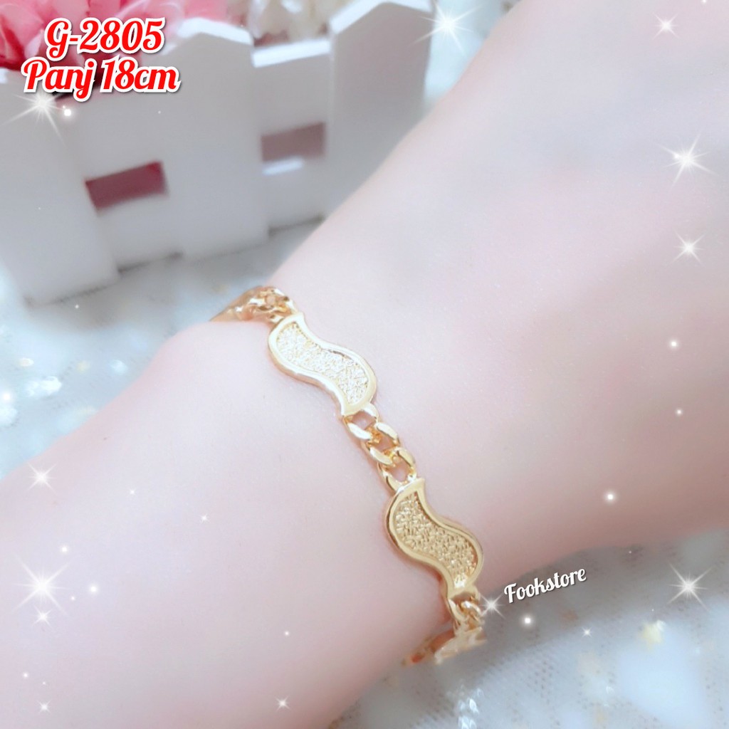 Gelang Tangan Xuping Gold Wanita Dewasa Motif Rantai Permata Cantik