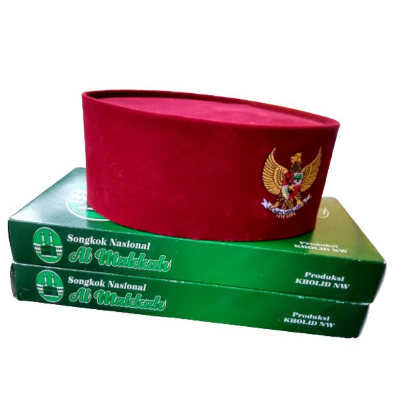 Peci Songkok Bordir Logo Garuda Merah Biru/Kopiah Tinggi 9 cm