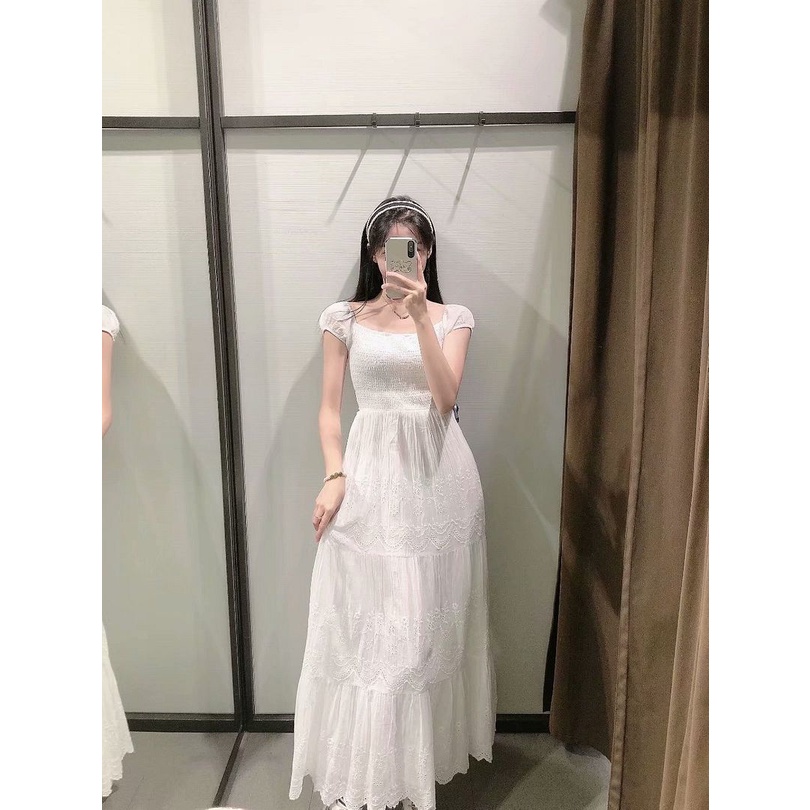 Dress casual import White Stretchy Half korea style putih
