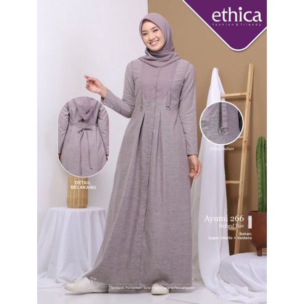 GAMIS MUSLIMAH ETHICA AYUMI 256 266 OXFORD BLACK OXFORD TAN