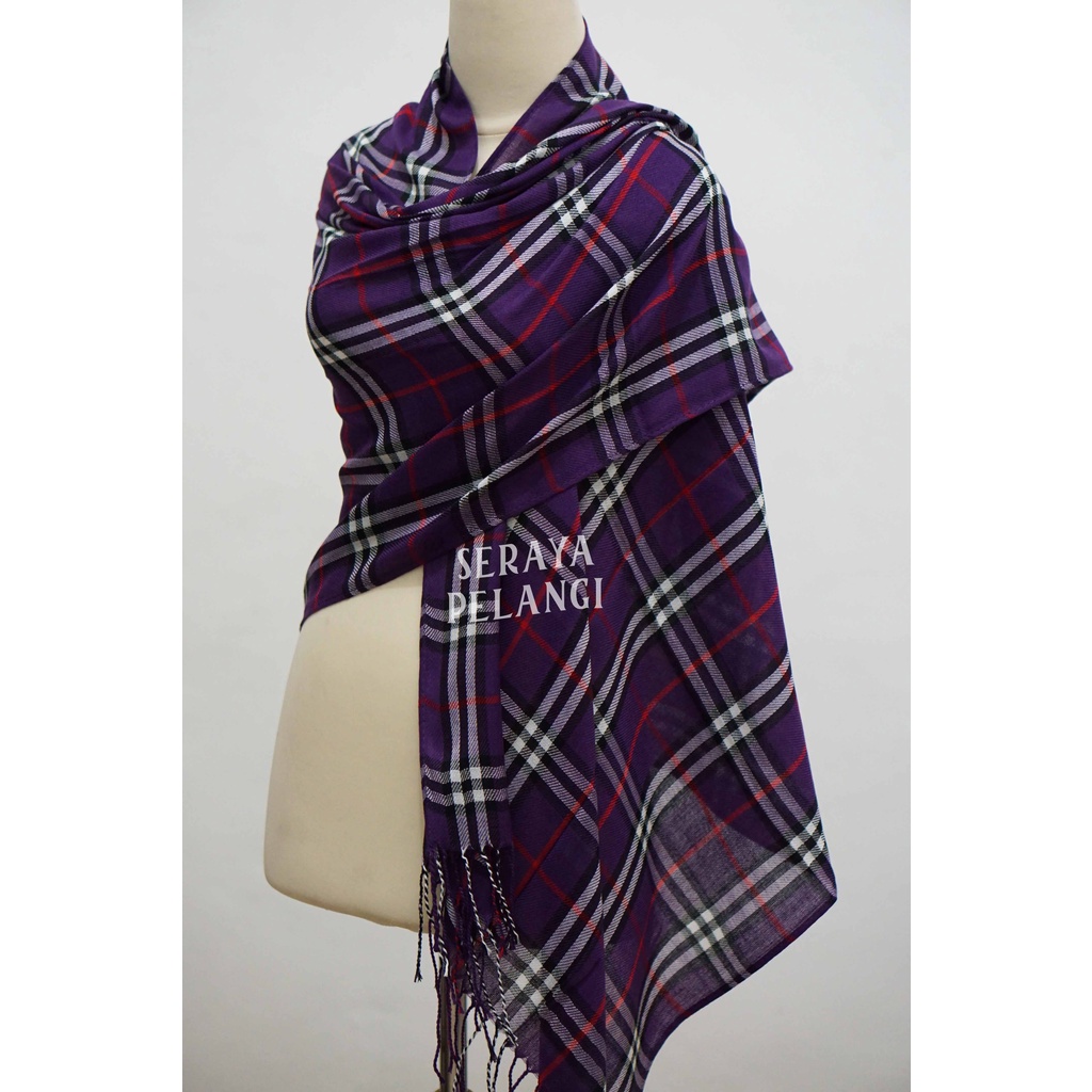 Pashmina Motif Kotak 07 | Plaid | Selendang | Scarf | Syal | Shawl | Pasmina | Souvenir | Hadiah Ulang Tahun | Birthday Gift | Aksesoris Fashion Wanita Pria | Import Quality | Grosir Murah