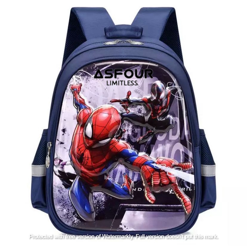 ASFOUR - Tas Ransel Backpack Anak Sekolah untuk Paud/TK Tas Ransel Gendong Punggung Sekolah Anak TK SD Karakter Kartun Backpack Spiderman