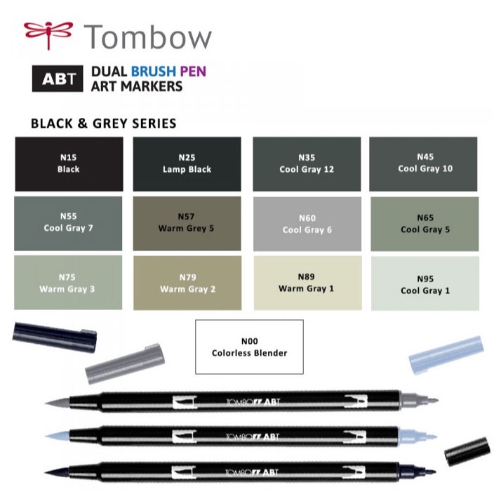 

Tombow Dual Brush Pen ABT - Black & Grey Series