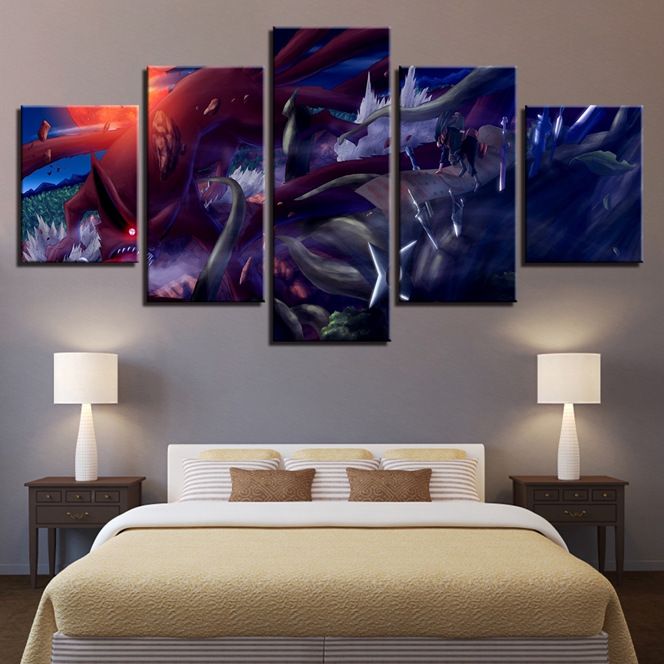 Lukisan Kanvas 5 Panel Gambar Animasi  Naruto HD Jepang  