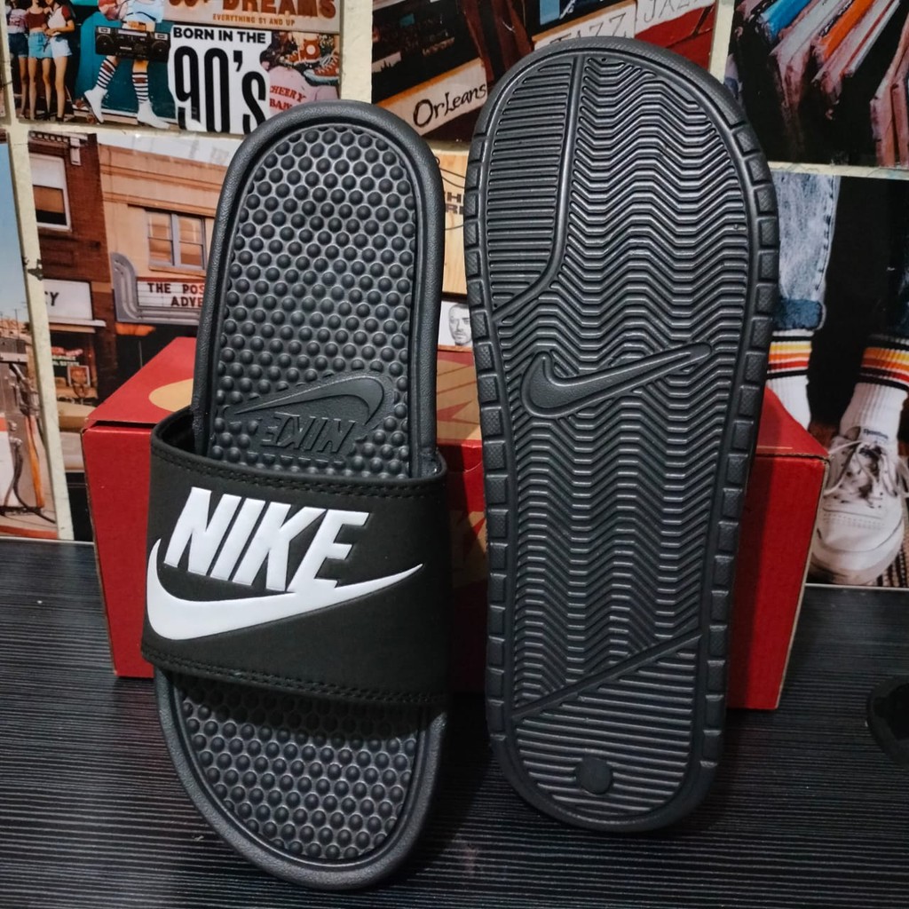 SANDAL NIKE BENASI SWOOSH PRIA WANITA SELOP TERMURAH SENDAL SLIDE FLIP FLOP NIKE HITAM MURAH SLOP