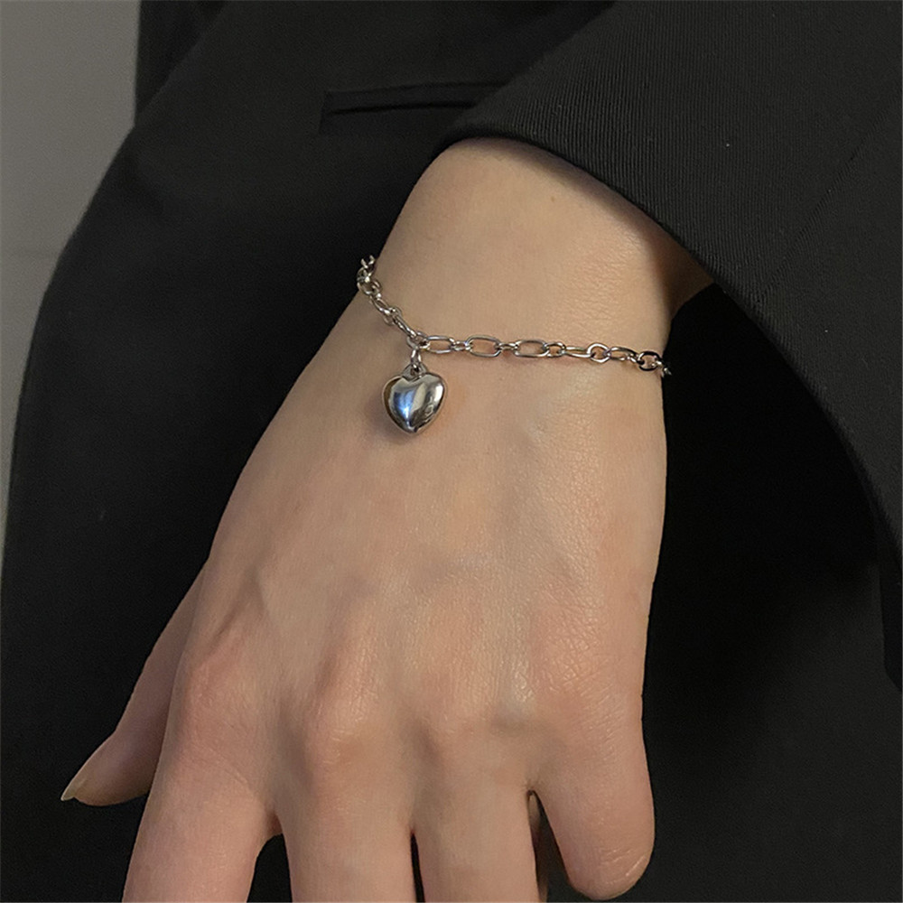 【COD Tangding】Simple Heart Pendant Chain New Fashion Bracelet