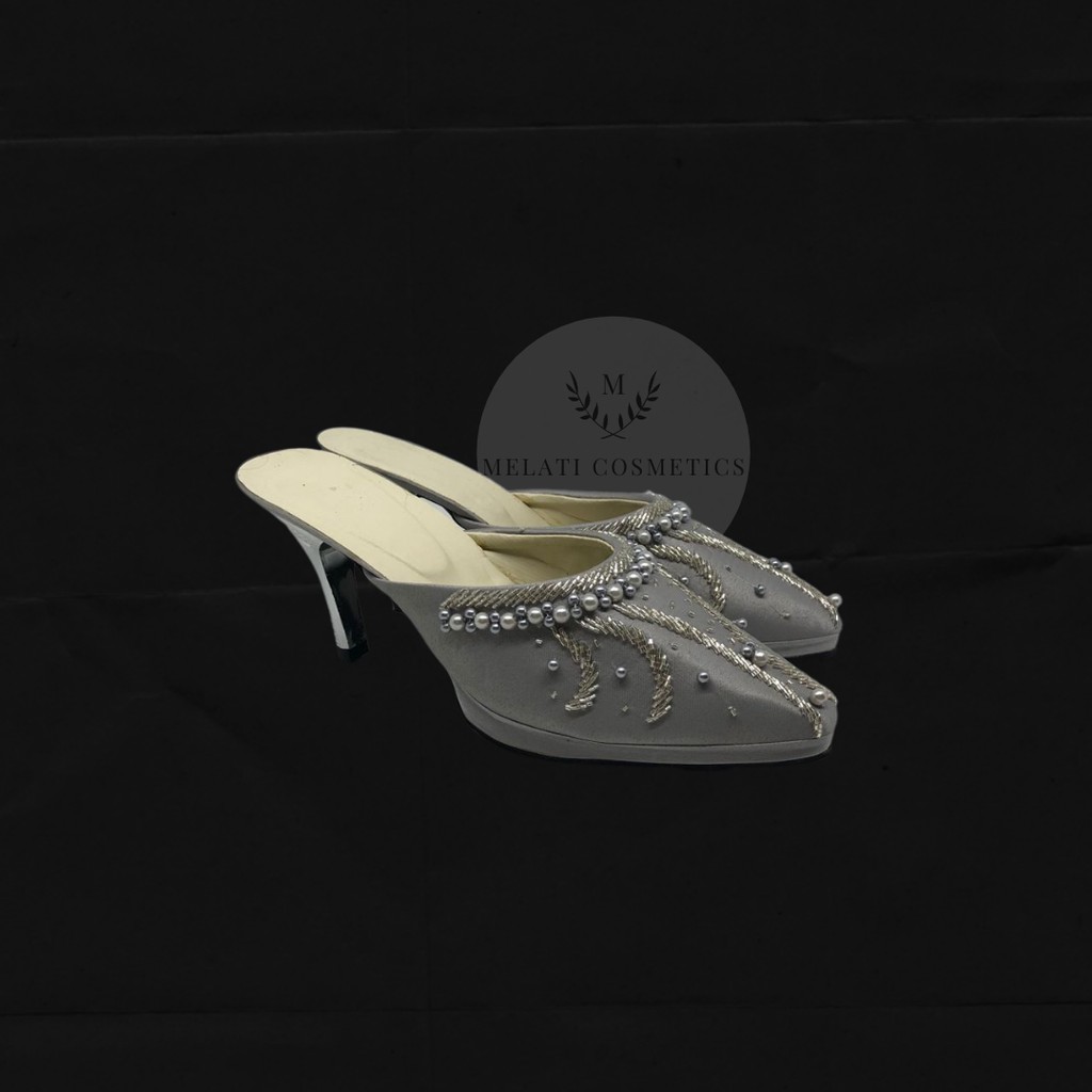 Slop Pengantin Payet 7 CM Set Selop Manten Set Sepatu Wedding Penganten Perempuan Wanita Heels Pria