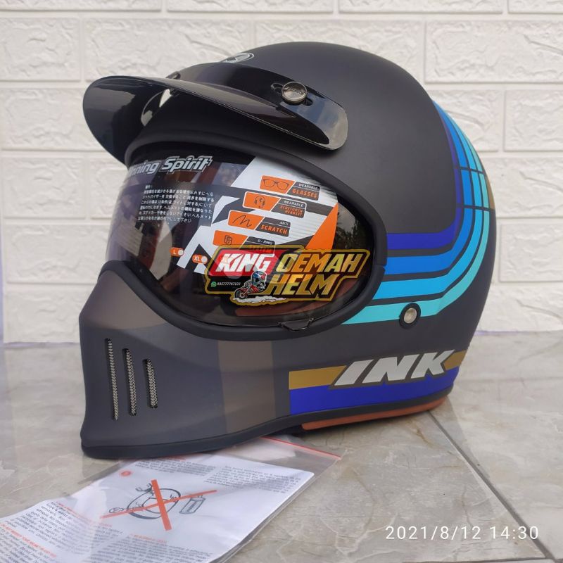 HELM INK TROOPER BORDERLINE MATT ANTRACITE BLUE HELM RETRO CLASIC DDRING