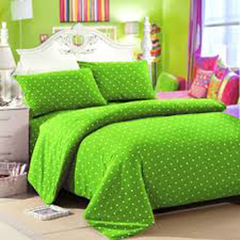 Vhepra Sprei Katun Motif Polkadot Hijau