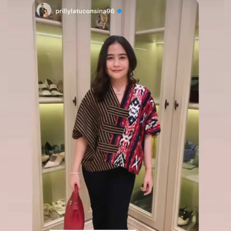 Blus Prilly CropTop Lurik Songket Tenun Atasan BatikBlouse Etnik Modern Cewek Warna Premium Croptop
