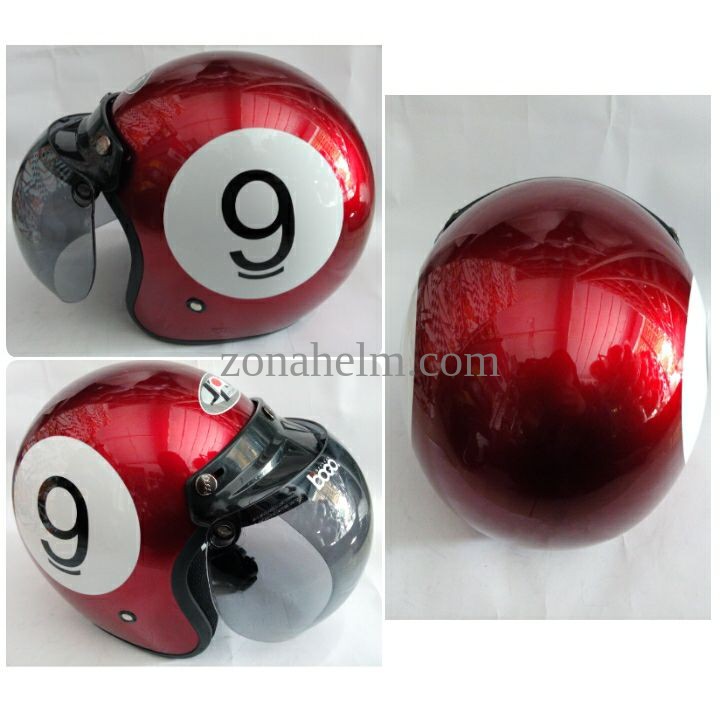 HM-1285 Helm Retro Sni Jpn Bogo Asli Motif Merah Angka 9 Xk7Q Murah