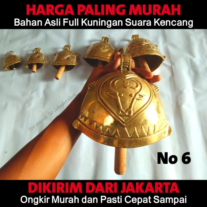 kalung sapi jumbo no 6 klontongan sapi ukuran Jumbo bahan kuningan