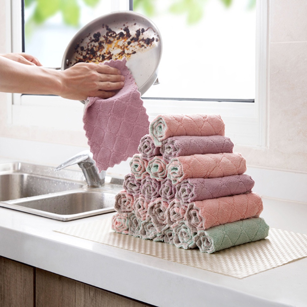 Kain Lap Dapur Microfiber Original multifungsi untuk Lap Meja piring anti minyak 2 sisi lembut halus tebal kitchen towel